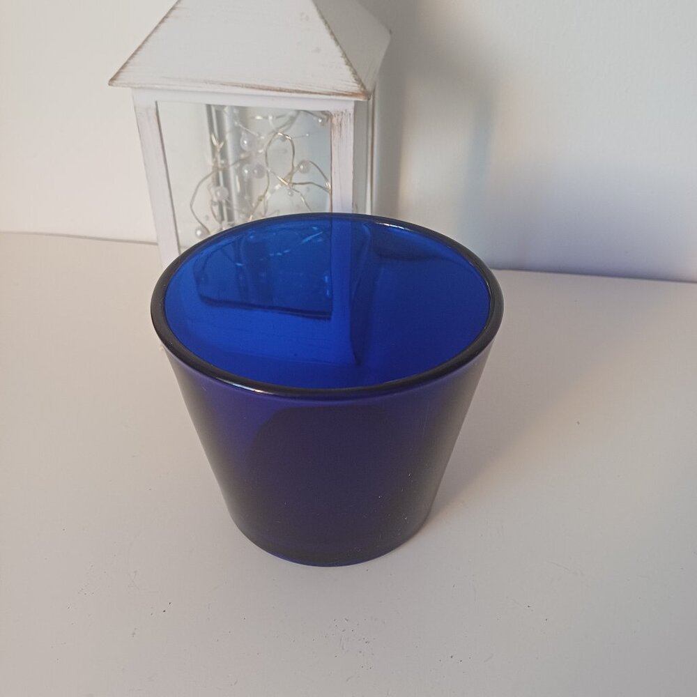 Vibrant Blue Glass Candle Holder